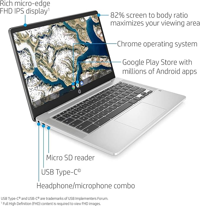 HP Chromebook 14a-na0023cl N4000 4GB 64GB with Mouse an