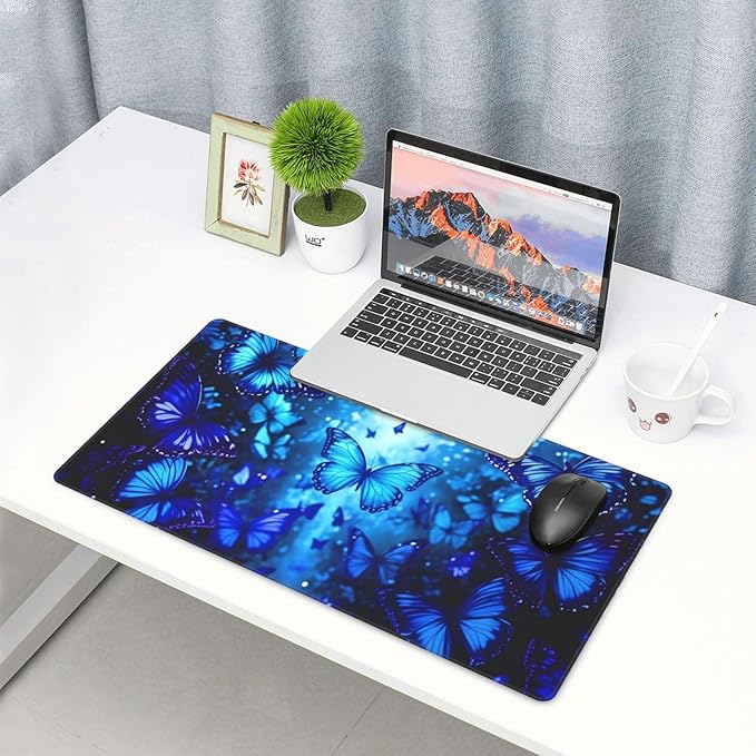 Butterflies Desk Cover MatExtended Large Mouse PadComputer Laptop Mat Desk Decor for Office Game Home 30x16 Inch