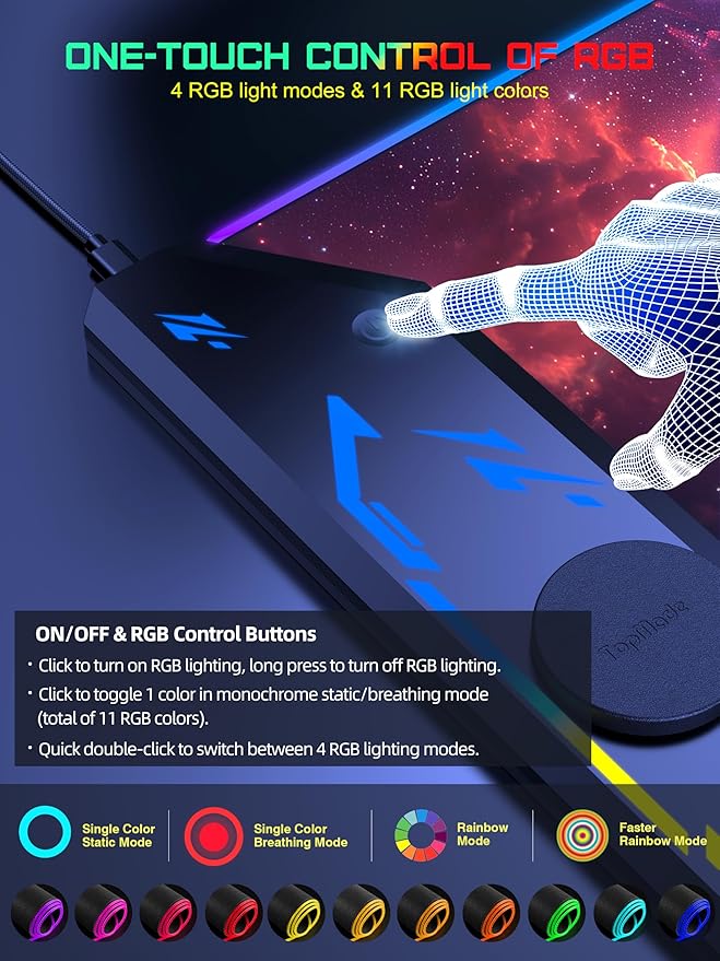 TopMade Wireless Charging Mouse Pad RGB Gaming Mousepad 35.4 x 15.8 Extra Large Waterproof Keyboard Desk Pad Computer Desk Mat Red Nebula (Includes 20W PD Power Adapter &amp 6.56ft Woven Cable)