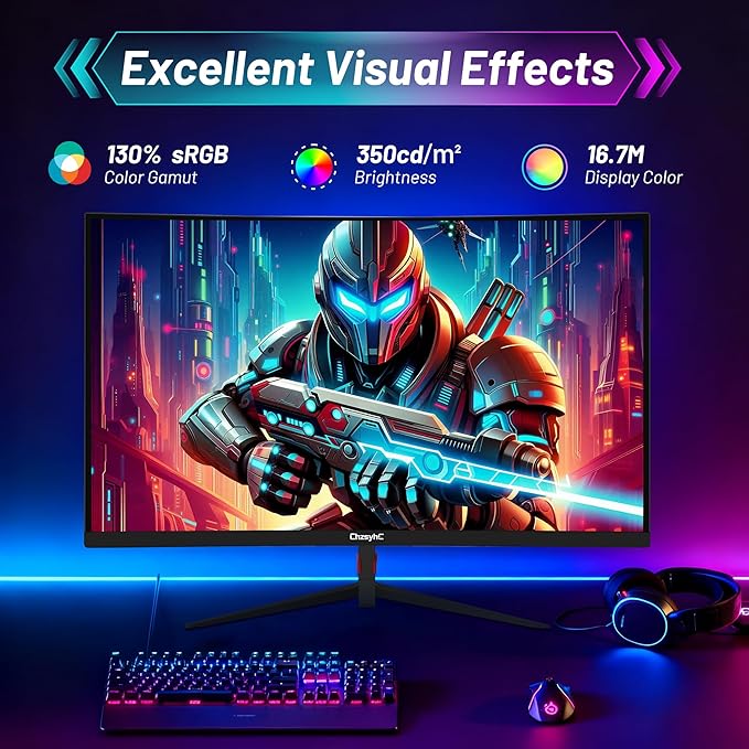 24 Inch Curved 180Hz Gaming Monitor 1800R Curved Gaming Monitor 1ms MPRT FHD(1920×1080P) Freesync HDMI2.0DP1.4 VESA Mountable(HDMI Cable Incl.)