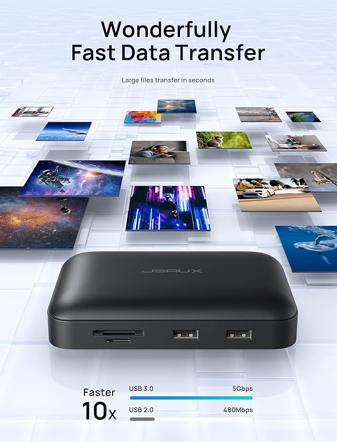 Docking Station JSAUX OmniCase 7-in-1 USB C Hub with Cable Storage Support 1000M Ethernet 4k HDMI 100W USB C PD USB 3.0 SD/TF Card Docking Station for MacBookPro/Air iPad Chromebook