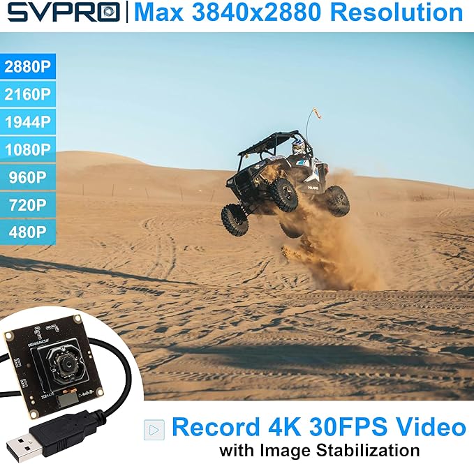 SVPRO 4K Autofocus USB Camera Module with in-Body Image Stabilization IBIS Camera Anti Shake Camera Board UVC Lightburn Camera3D Printer USB Plug in Camera for Computer Vision Industrial Camera