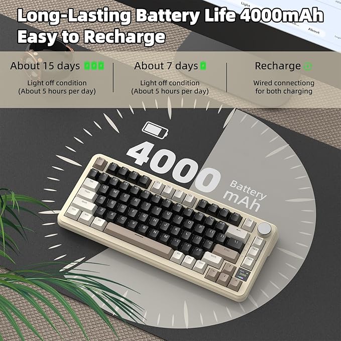 MAGIC-REFINER ATTACK SHARK X85PRO 75% Wireless Mechanical keyboardTFT Smart Display&ampKnobBT/2.4GHz/Wired Custom Gaming KeyboardGasketHot-SwapRGBwith Pro Cable&amp5 Color PBT Keycapsfor PC/M