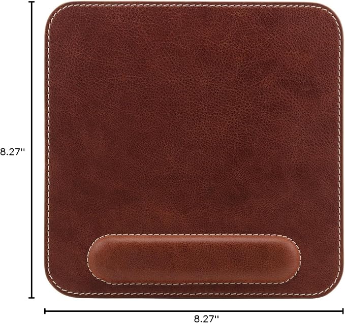 Londo Top Grain Leather Mouse Pad with Wrist Rest – Ergonomic Support Non-Slip Base Smooth Surface