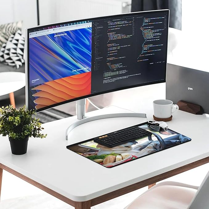 XXL Gaming Mouse Pad Animal Drive Dog XXL Gaming Mouse Pad Large Desk Mat Protector for Desktop Anti-Slip Rubber Extended Computer Keyboard Mat Writing Pad for Work Office 15.7 * 35.4 inB-1755