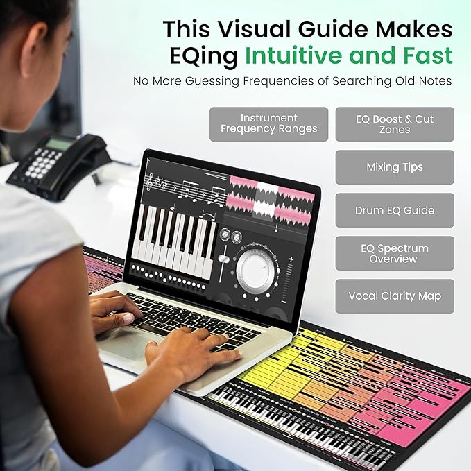 Instrument Frequency EQ Cheat Sheet Mousepad – 80×30cm (31.5x11.8) &amp 35×25cm (13.8x9.8) – Studio Desk Mat for Music Producers DJs &amp Engineers – LED Version Available