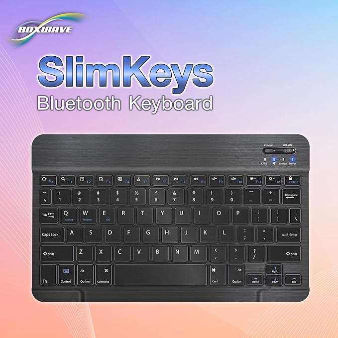 BoxWave Keyboard Compatible with Samsung Galaxy S24 - SlimKeys Bluetooth Keyboard Portable Thin with Chiclet-Style Keys - Jet Black