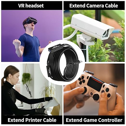 50FT USB 3.0 Active Extension Cable USB Extension Cord A/M to A/F (15M) for USB HUBWebcamXboxOculus Quest 2/3 VRPS4PrinterExternal Hard Disk