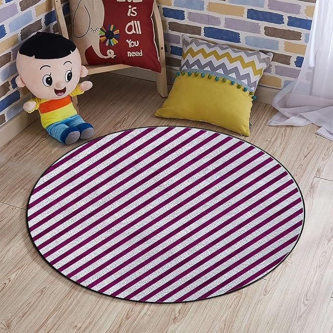Harbour Stripe Area Rug Rug for Living Room Soft Durable Rugs Carpet for BedroomRound Rug Bicolor Stripes Medieval ContrastMulticolor Diameter 35.5 in
