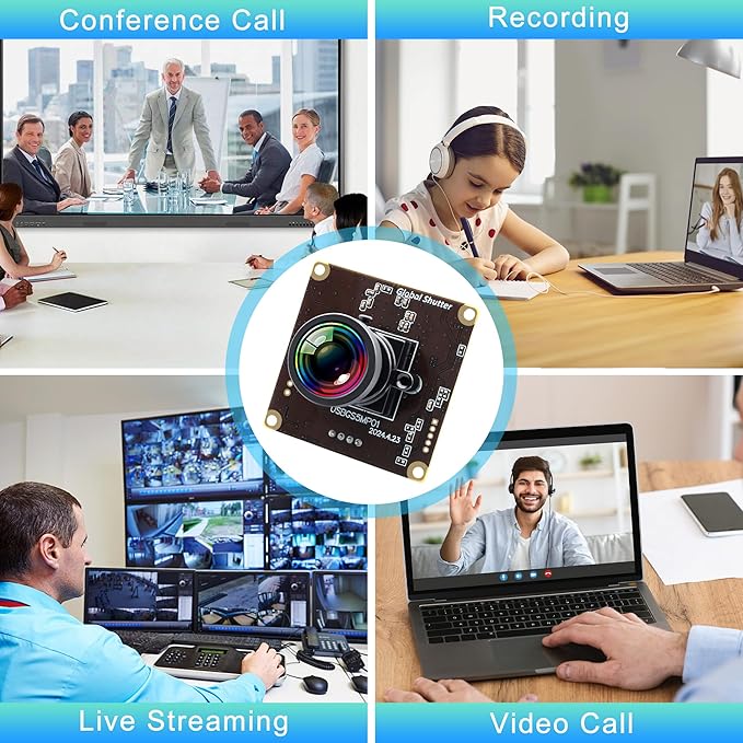 Global Shutter USB Camera Module for Laptop 60fps High Speed PC CAMERA Wide Angle 120degree Low Distortion Lens Webcam Board Mini UVC USB2.0 Lightburn Webcamera for Laser Engraver 5mp 50fps USB Cam
