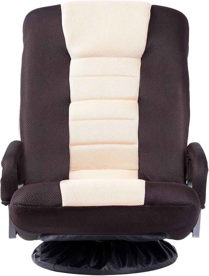 Living Chair Swivel Video Rocker Gaming Chair Adjustable 7-Position Floor Chair Folding Sofa Lounger Brown+Beige…