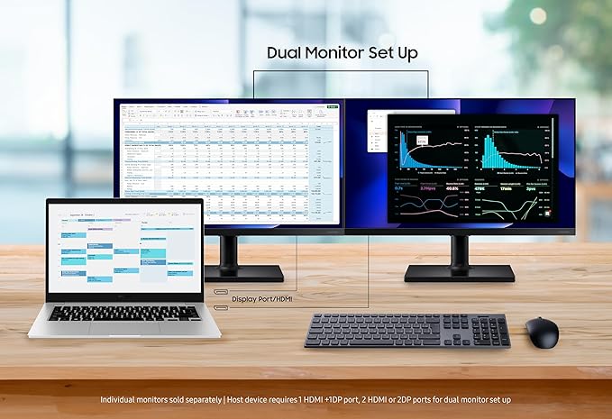 SAMSUNG FT45 Series 24-Inch FHD 1080p Computer Monitor 75Hz IPS Panel HDMI DisplayPort USB Hub Built-in Speakers Height Adjustable Stand 3 Yr WRNTY (LF24T450FZNXGO)Black