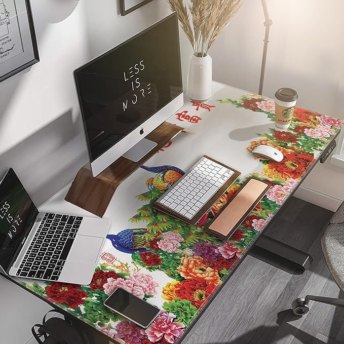 LL-COEUR XXL Landscape Gaming Mouse Pad Computer Keyboard Mat Office Desk Pad (Peacock 47.2 x 23.6 x 0.12)