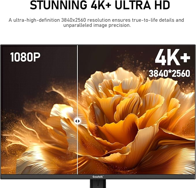 Gawfolk 28 Inch 4K Monitor IPS 60Hz UHD (3840x2560p) PC Screen Built-in Speakers Ultra HD Computer Dispaly for Home &amp Office Support HDMI &amp DP 3:2 10Bit 1.07 Billion Colours