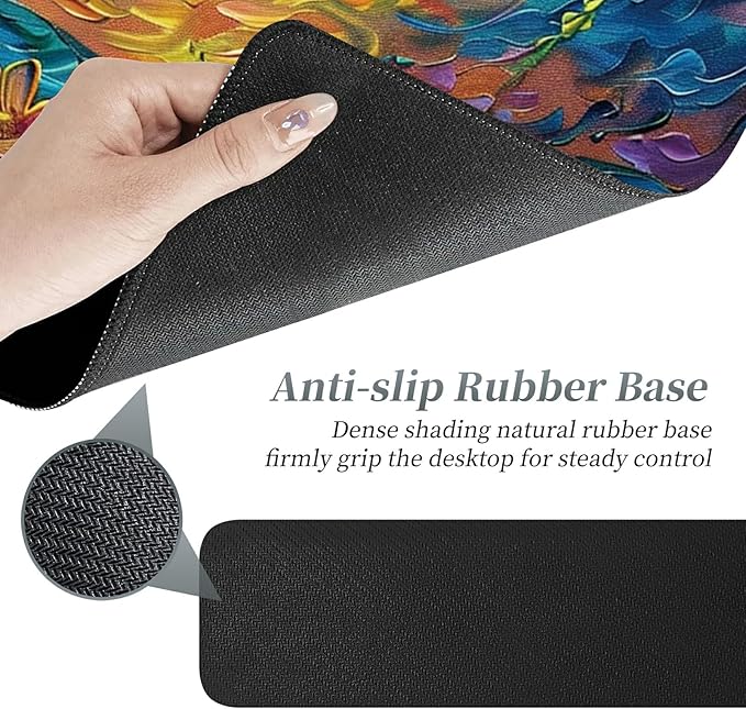 3Pcs Mouse Pad Set Watercolor Flowers Large Gaming Mouse Pad with Stitched Edge Ergonomic Memory Foam Keyboard Wrist Support and Mouse Wrist Rest Cushion Pain Relief Non-Slip Desk Pad Combo