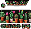 Ergonomic Keyboard Wrist Rest &amp Mouse Pad Wrist Rest SetXL Gaming Desk Mat 31.5x 11.8Non-Slip BaseMemory FoamEasy Typing Pain Relief for Office &amp HomeFloral Cactus