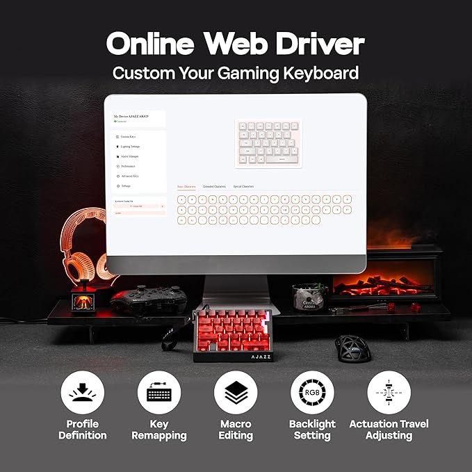 MechLands AJAZZ AK029 One Handed Gaming Keyboard 8Khz Polling 29 Keys Rapid Fast Wired Keyboard SOCD &amp DKS Magnetic Switch Adjustable Actuation RGB Backlits Aluminum Plate (Red Transparent)