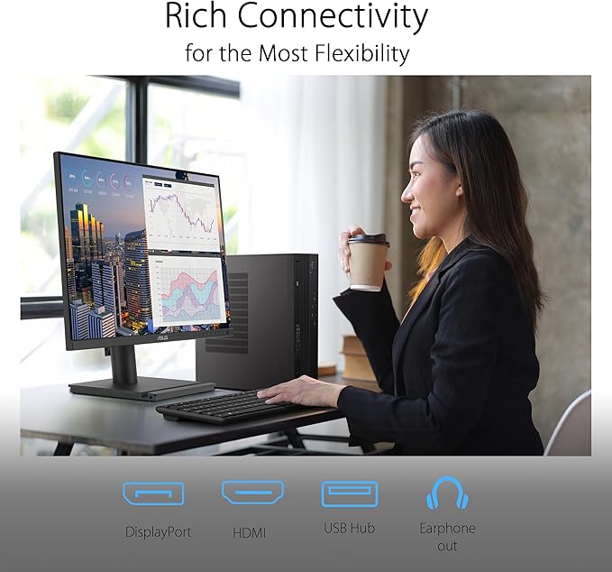 ASUS 27 1440P Business Monitor (BE27AQG) - QHD (2560x1440) IPS 120Hz Ergonomic Design Speakers Height Adjustable Power Sync Eye Care VESA Wall Mountable 3 yr Warranty TAA Compliant