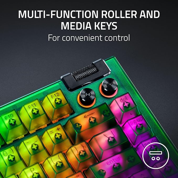 Razer BlackWidow V4 75% Mechanical Gaming Keyboard: Hot-Swappable Design - Compact &amp Durable - Orange Tactile Switches - Chroma RGB - MF Roller &amp Media Keys - Comfortable Wrist Rest - Phantom