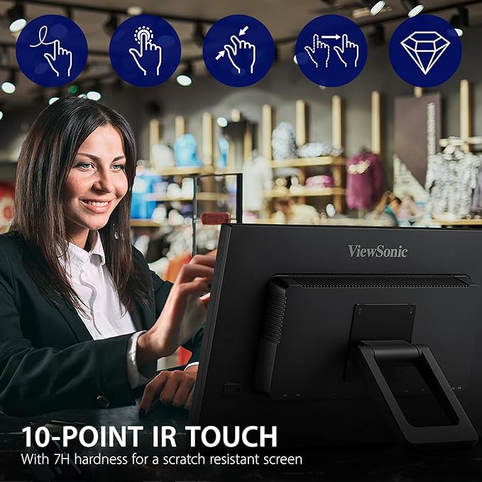 ViewSonic TD2423D 24 Inch 1080p 10-Point Multi IR Touch Screen Monitor with Eye Care HDMI VGA USB Hub and DisplayPort