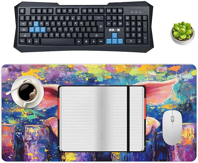 XXL Gaming Mouse Pad Animal Cute Pig XXL Gaming Mouse Pad Large Desk Mat Protector for Desktop Anti-Slip Rubber Extended Computer Keyboard Mat Writing Pad for Work Office 15.7 * 35.4 inB-391
