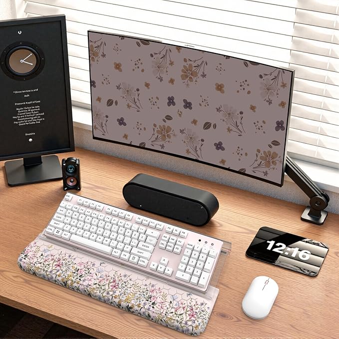 2 in 1 Wrist Pad for Keyboard 3-Level Height Adjustment Keyboard Riser for Typing Memory Foam Wrist Support for Keyboards for Office Home(Off White)