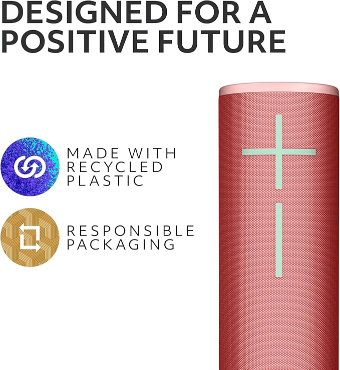 Ultimate Ears Boom 4 Portable Waterproof Bluetooth Speaker with 360-Degree Bold Immersive Crystal-Clear Sound Floating Speaker with 15-Hour Battery and 147ft (45m) Range - Red