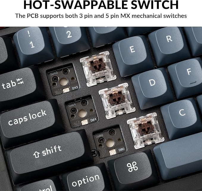 Keychron V6 Wired Custom Mechanical Keyboard Full-Size QMK/VIA Programmable Macro with Hot-swappable Keychron K Pro Brown Switch Compatible with Mac Windows Linux (Frosted Black-Translucent)