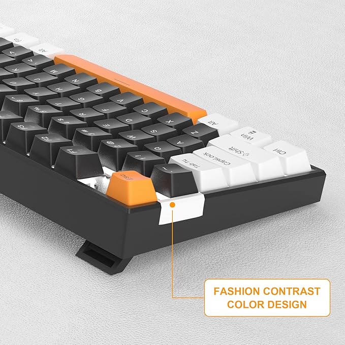 MageGee 75% Mechanical Gaming Keyboard Brown Switch LED White Backlit 87 Keys Compact TKL Wired Computer Keyboards for Windows Laptop PC Gamer - Black/White