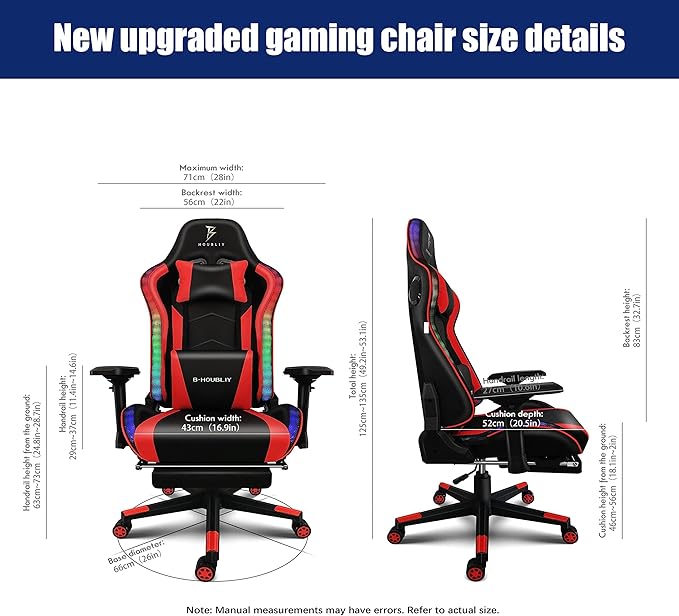 Computer Gaming Chair with RGB Lights Video Gaming Chair with SpeakersErgonomic Gaming Chair with Footrest Adjustable Height Office Desk Chair with Wheels Breathable LeatherWhite