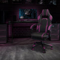 EMMA + OLIVER Black/Purple Ergonomic Gaming Chair -Recline Back/Arms Footrest Massaging Lumbar