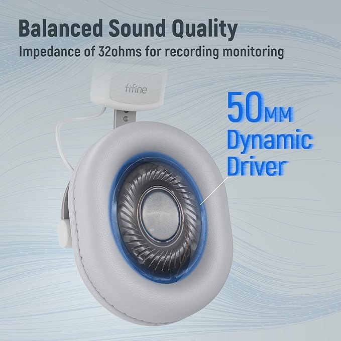 FIFINE Studio Recording Equipment Set USB Dynamic Microphone with Headphones Bundle XLR Podcast Mic with Headphones Jack with Over-Ear Headset for Vocal Music Creation Voice-Over (K688+H8 White)