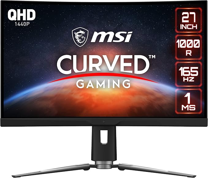 MSI QHD Anti-Glare 1ms 2560 x 1440 Ultra Wide 165Hz Refresh Rate QHD Ready USB/DP/HDMI Smart Headset Hanger FreeSync 27”Gaming Curved Monitor (Optix MPG ARTYMIS 273CQR) (Renewed)