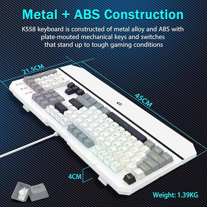 Redragon Mechanical Gaming Keyboard Wired Light Up Backlit Linear Switches 104 Keys Anti-Ghosting Big Wrist Rest Metal Frame Durable Keycaps for Computer PC Mac Xbox Gamers