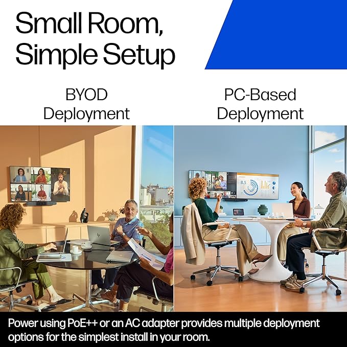 Poly Studio V12 – USB Video Bar for Small Rooms - 4K 20MP Camera AI-Enhanced Audio Noise Cancellation Poly Lens Management - Microsoft Teams Zoom &amp Google Meet Compatible - Thoughtfully Made