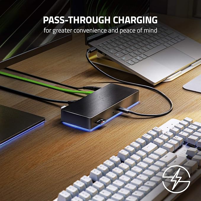 Razer Thunderbolt 4 Dock: 10 Ports in 1 - Dual 4K or Single 8K Video Output - USB A and C Hub 2.5 GbE Thunderbolt 3 Mac and PC Compatible - Thunderbolt 4 Certified - Passthrough Charging - Chroma