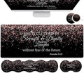 Large Mouse PadErgonomic Mouse Wrist Support+Keyboard Wrist Rest Set+Extended Gaming Mouse Pad Proverbs 31:25 Bible Rose Gold Office Desk Mat Writing Mat Laptop Protector Accessories Black Desk Pad