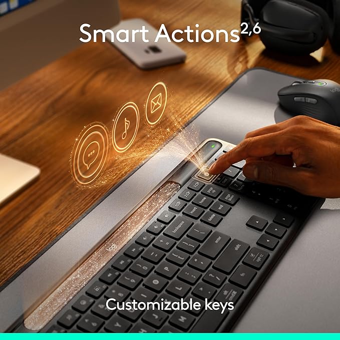 Logitech Signature Slim Solar+ Wireless Bluetooth Keyboard K980 Solar and Artificial Light Powered Up to 10 Years Battery Life Customizable Keys - Graphite