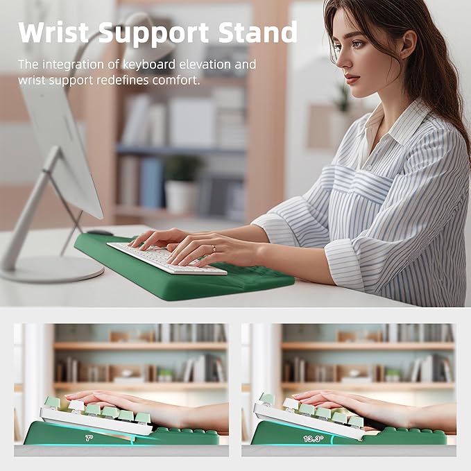 Ospelelf Keyboard Wrist Rest Pad Comfy Ergonomic Keyboard Stand Riser Holder Computer Wrist Support Cushion forTyping Green