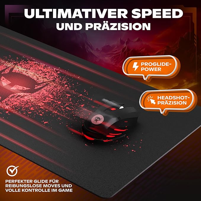 BEASTCOM Hero X2000 Gaming Mouse Pad Red - XL Mousepad 36x 12 Large Mouse Pad - Thick Cloth Desk Mat for Keyboard and Mouse - Non Stitched Edges &amp Anti Sweat Design
