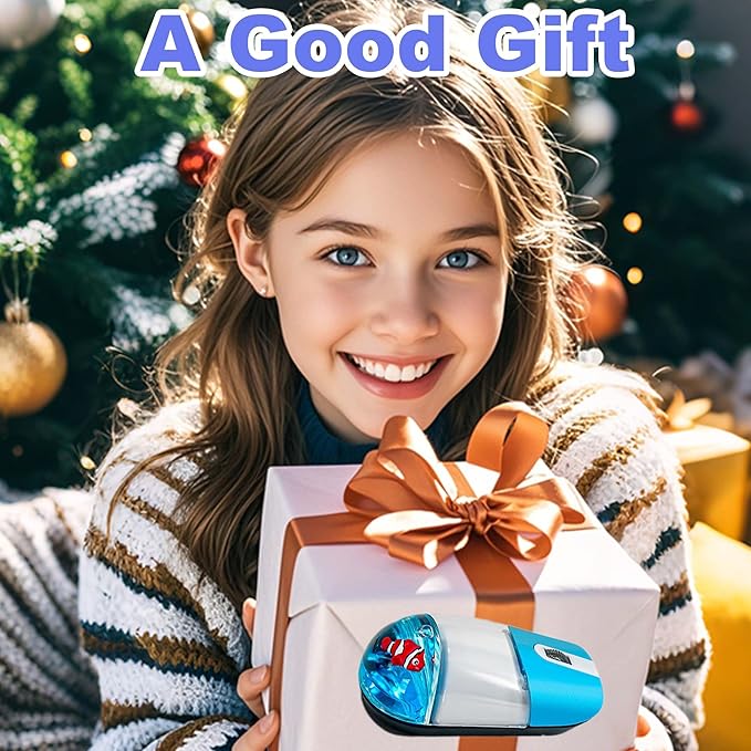 Wireless Mouse Cute Aqua Water Mouse Silent Lightweight Portable Clear Transparent Liquid Optical Retro Mouse with USB Receiver Floater Clownfish for PC Laptop Computer MacBook Kids Adult Gift(Blue)