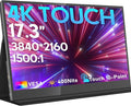 ZSCMALLS 17.3'' 4K Touch Portable Monitor for Laptop 3840P×2160P Touch Screen with HDR 100% sRGB 1500:1 Ultra Slim &amp Eye CareTravel Monitor External for Laptop Mac PC PS5 Xbox