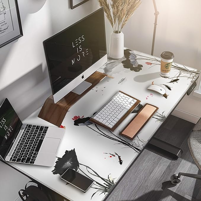 LL-COEUR XXL Landscape Gaming Mouse Pad Computer Keyboard Mat Office Desk Pad (Lotus 47.2 x 23.6 x 0.12)