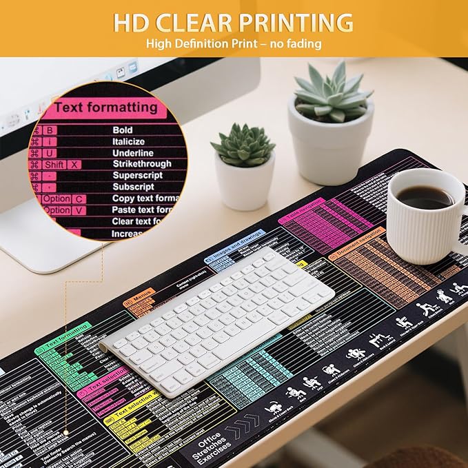 Google Docs Cheat Sheet Mouse Pad Large Mousepad for Google Docs Shortcuts Extended Gaming Pad for Mouse and Keyboard High Definition Printing StitchingWaterproof Anti Slip(Windows)