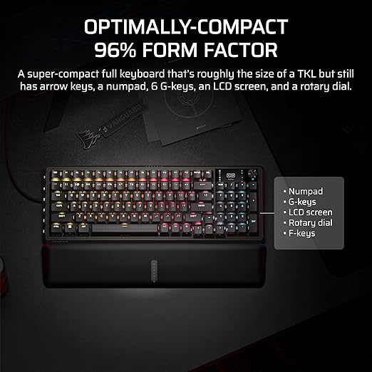 Corsair Vanguard PRO 96 Wired Hall Effect Magnetic Mechanical Gaming Keyboard – 96% Layout MGX Hyperdrive Switches 8000Hz Polling Rapid Trigger Virtual Stream Deck SOCD Flashtap QWERTY US