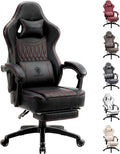 Dowinx Gaming Chair Breathable PU Leather Gamer Chair with Footrest Massage Lumbar Support Big and Tall Ergonomic Reclining Computer Chair with Pocket Spring Cushion for Adults Teens(Black)