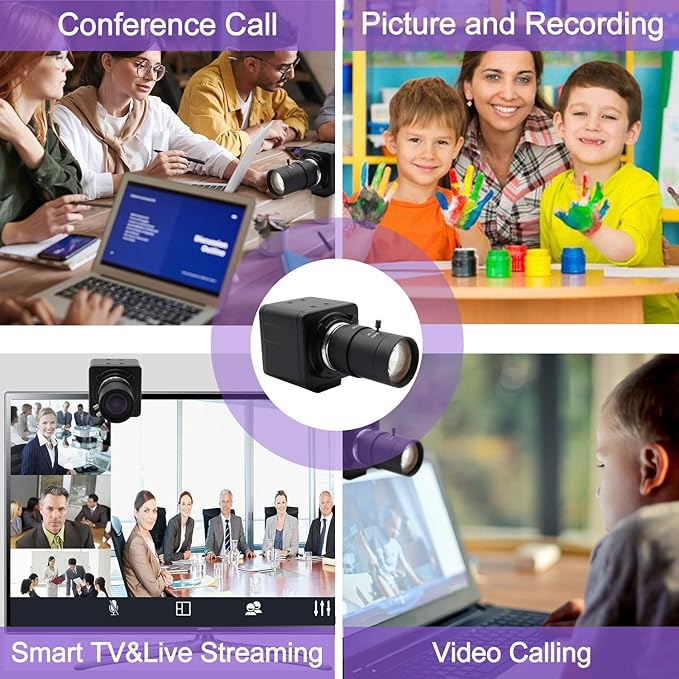 1080P Webcam 5-50mm Varifocal Lens USB Camera HD 2MP 0.01Lux Low Illumination IMX322/IMX323 Sensor Industrial Camera H.264 Webcamera PC Webcam for Raspberry PI Windows Android Linux MAC