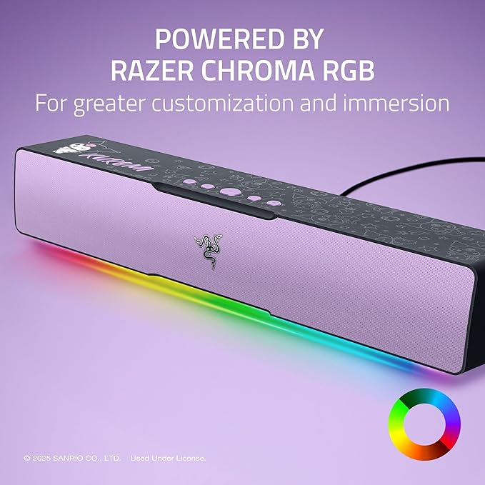 Razer Leviathan V2 X: PC Soundbar - Compact Design - Chroma RGB - USB Type C Power and Audio Delivery - Bluetooth 5.0 - for PC Laptop Smartphones Tablets &amp Nintendo Switch - Kuromi Edition