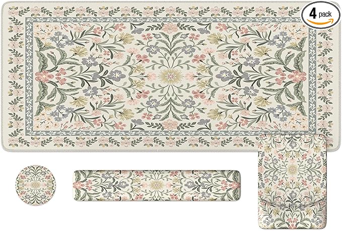 iLeadon Desk Protector Mat Cute Ergonomic Wrist Pad for Keyboard and Mouse Non Slip Desk Mat with Wrist Rest Extra Large Full Desks Mouse Pad with Coaster for Women Office (Grey)