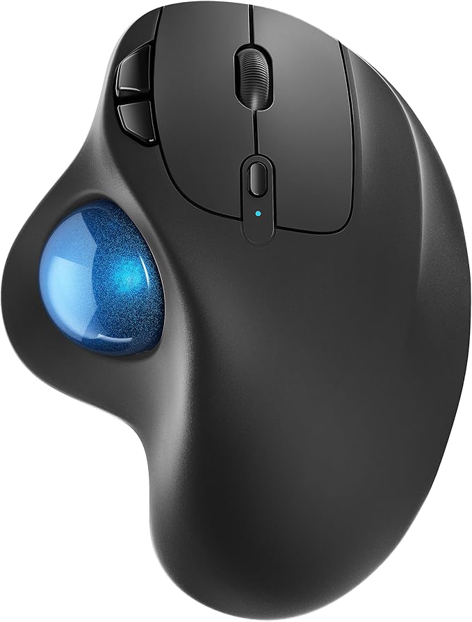 Nulea M501 Wireless Trackball Mouse Rechargeable Ergonomic Easy Thumb Control Precise &amp Smooth Tracking 3 Device Connection (Bluetooth or USB Receiver) Compatible for PC Laptop Mac Windows